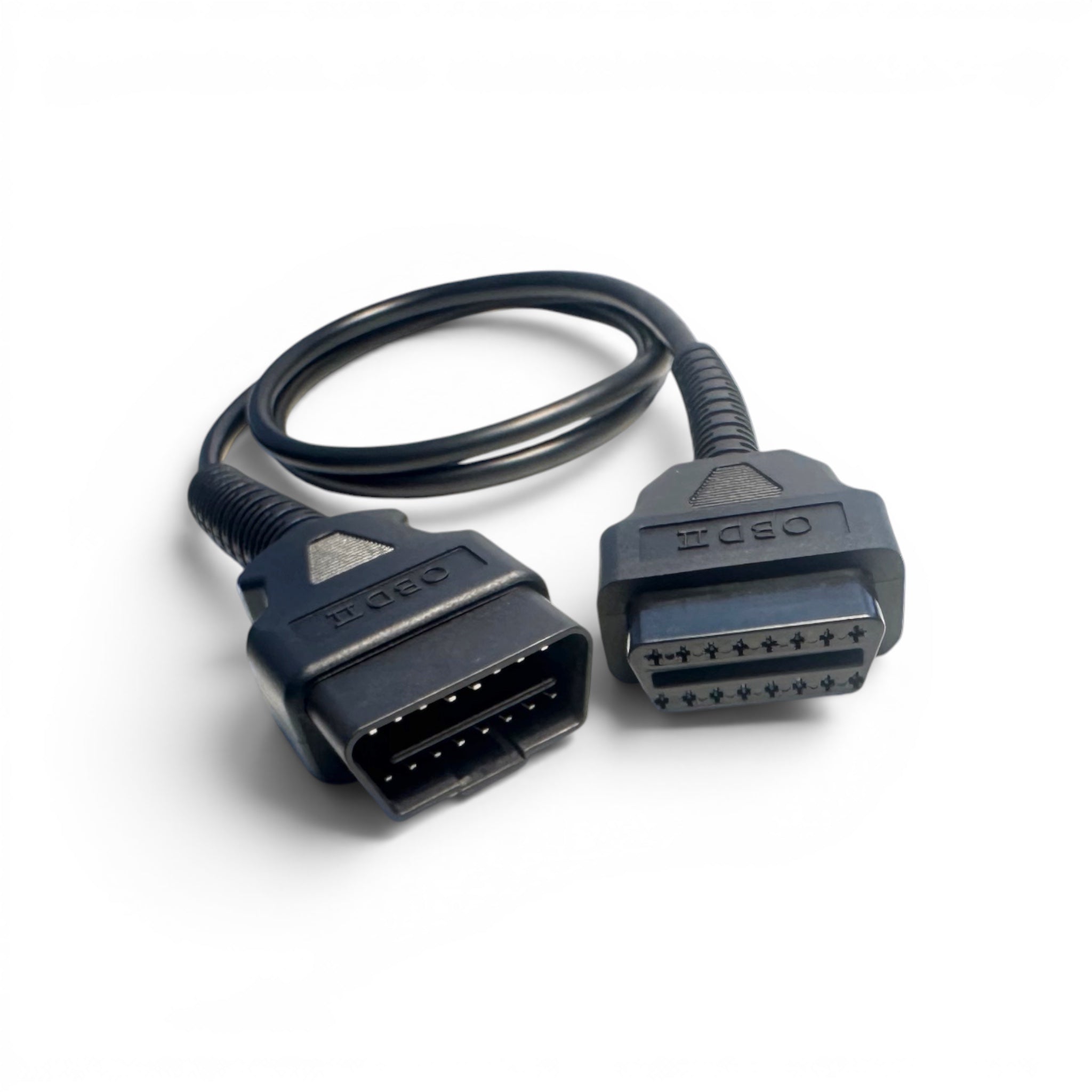 Bartec® TECH350 için orijinal OBD2 kablosu. Erkek, dişi 16-pin soket yakın görünümü.