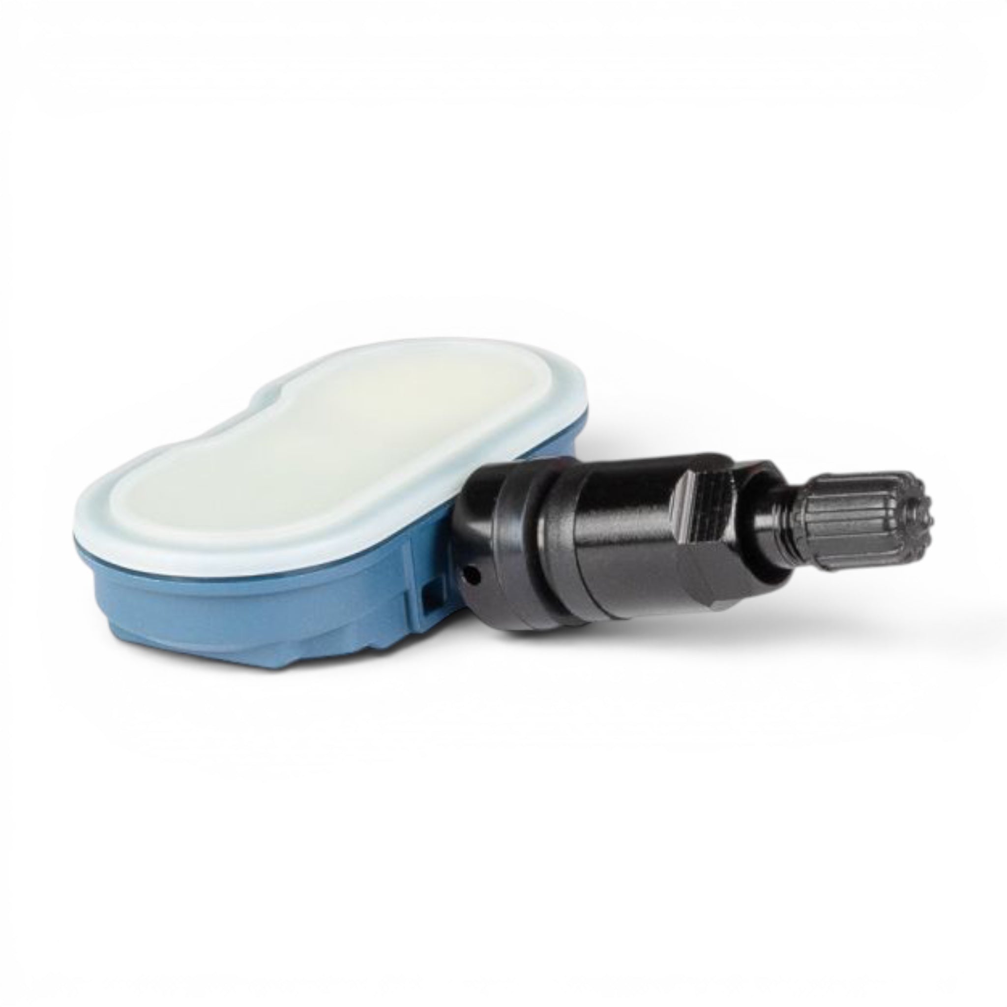 RiteSensor BLUE® TESLA uyumlu Bluetooth® TPMS lastik basınç sensörü, siyah. Ters yüz görünüm.